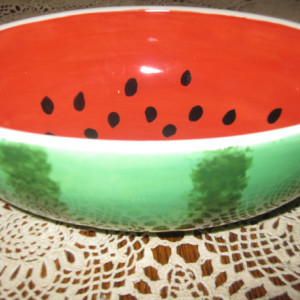 Hand painted large Watermelon bowl