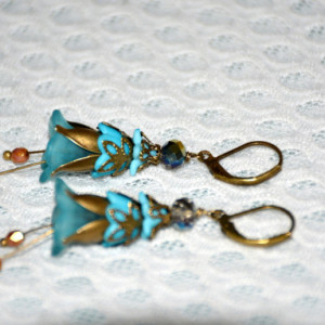 Flower Earrings in Blue