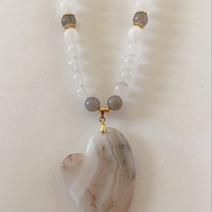 White Quartz Beaded Gemstone Necklace