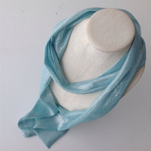 Light Blue Silk long scarf with iridescent shine