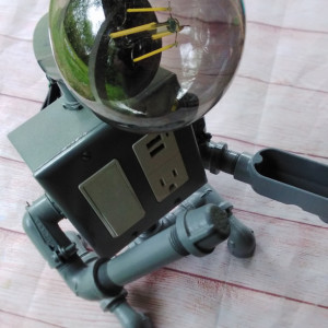 Industrial Style Robot Lamp/ Phone Charger/ USB/ Standard Outlet