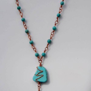Copper Chain Necklace with Turquoise Beads