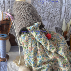 China Doll Shawl  Hand Knit Tasha Tudor style Wool Doll Shawl 