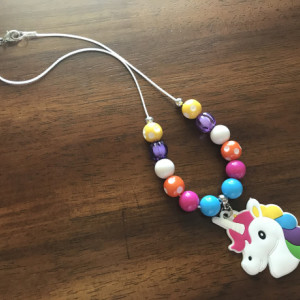 Unicorn Mini Chunky Necklace, Unicorn Bubblegum Necklace, Unicorn Gumball Necklace, Kid Jewelry, Chunky Necklace, Ready To Ship, Rainbow