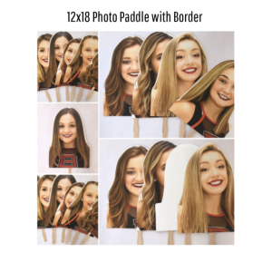 2 Pack Cheerleader Photo Paddle, Sports Team Fan, 12x18 Double Sided Card Stock, Fat Head, Graduation, Cheering Photo Prop
