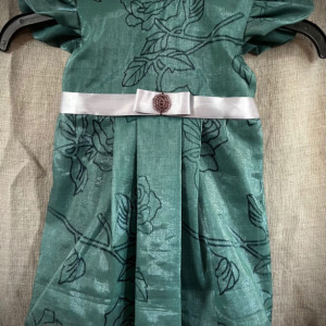 Shimmer Green Organza / Lilac Sash Party Dress - 12m