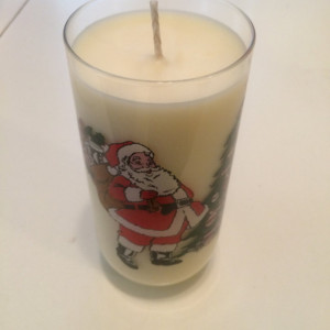Tall Santa Claus Glass Soy Wax Candle- Christmas Cookie Scented