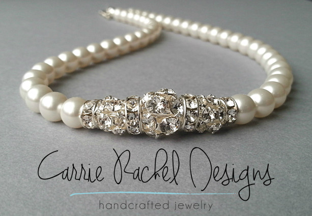 Emma Necklace - Swarovski Pearl Necklace, Bridal Necklace, Bridal Jewelry, Bridesmaid Necklace, Wedding Necklace