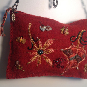 Red Felted wool purse