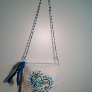 White wool purse