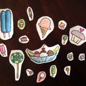 Hand-drawn Sticker Set #001: Ice Cream and Candy / Under the Sea