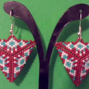 Red and Teal Native Earrings