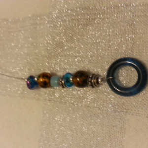 Brown and blue beaded bookmark