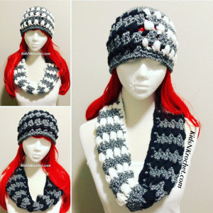 3 in 1 set, winter hat and infinty scarf