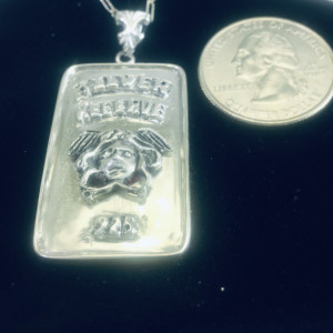 Artisan made Roman Medusa silver Ingot pendant