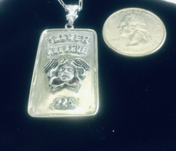 Artisan made Roman Medusa silver Ingot pendant