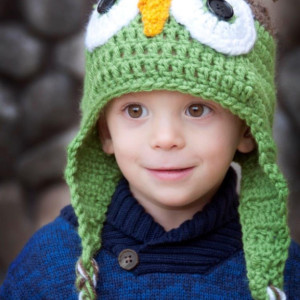 Adorable Hand-Crocheted Owl Hat, sizes infant to adult
