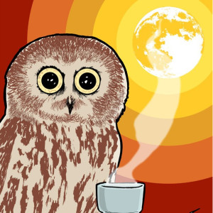 Coffee Owl 5x7 Giclee Illustration Print
