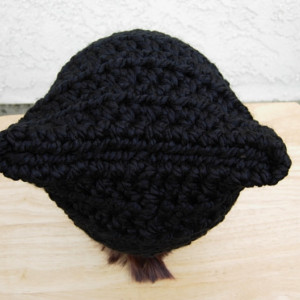 Solid Black Cat Hat with Ears, Size Options, Soft Warm Thick Chunky Bulky Wool Winter Crochet Knit Women's Men's Beanie, Ready to Ship in 3 Days