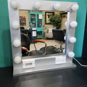 SILVER  24 x 24 Lighted Hollywood style Glamour vanity mirror