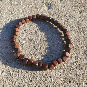 Men’s Beaded Red Square Wood Beads Bracelet, Minimalist Square Wooden Bead Bracelet, Square Bead Bracelet, Unique Bracelets for Men