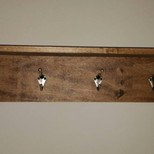 Hand crafted rustic coat rack and shelf