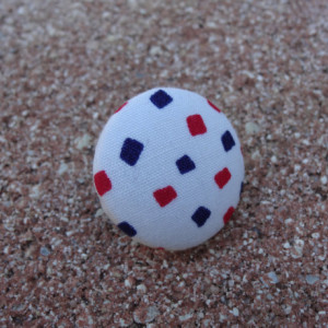 White, Red & Blue Squares, Stud Button Earrings