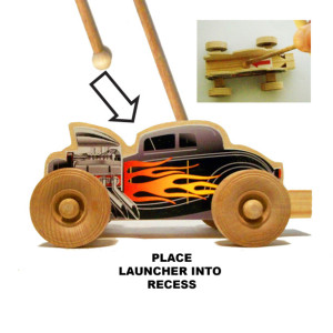 Christmas wooden toy- Whistle racer with launcher