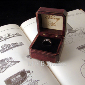 Antique Style Ring Box of Mahogany.  Free Shipping and Engraving. RB43