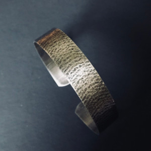 Handcrafted Sterling Silver Roller Printed Oxidized Cuff Bracelet.