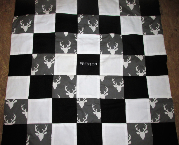 Brand New Handmade DEER ANTLERS Baby Quilt  (Embroidered Name Added Free)