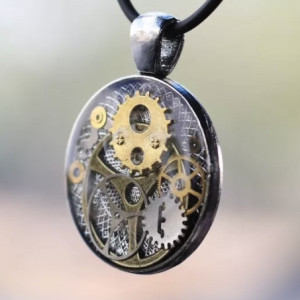 Steampunk Watch Parts Pendant Handmade Necklace 