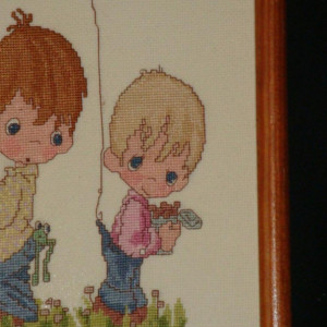 Precious Moments Fishing Whimsical Stitched Art