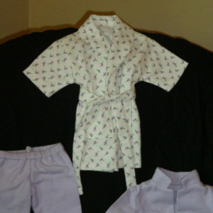 18" Doll Pajama Set with Flannel PJs and Bathrobe