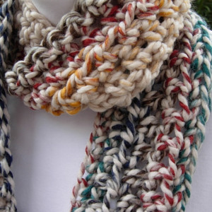 Small Colorful INFINITY SCARF, Skinny Loop Scarf, Crochet Winter Cowl, Soft Wool Acrylic Blend, Oatmeal, Red, Dark Teal, Gray, Blue, Mustard Yellow..Ready to Ship in 2 Days