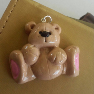 Teddy Bear Polymer Clay Charm, Teddy Bear Zipper Pull, Polar Bear Zipper Pull, Spirit Bear Charm