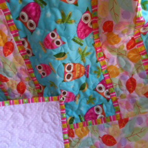 Modern pink and aqua baby girl crib quilt