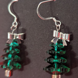 Christmas Tree Earrings with Bow Toppers
