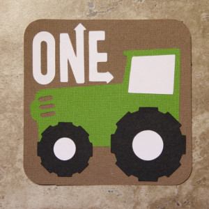 Tractor Invitations- green and brown- (Quantity 15)