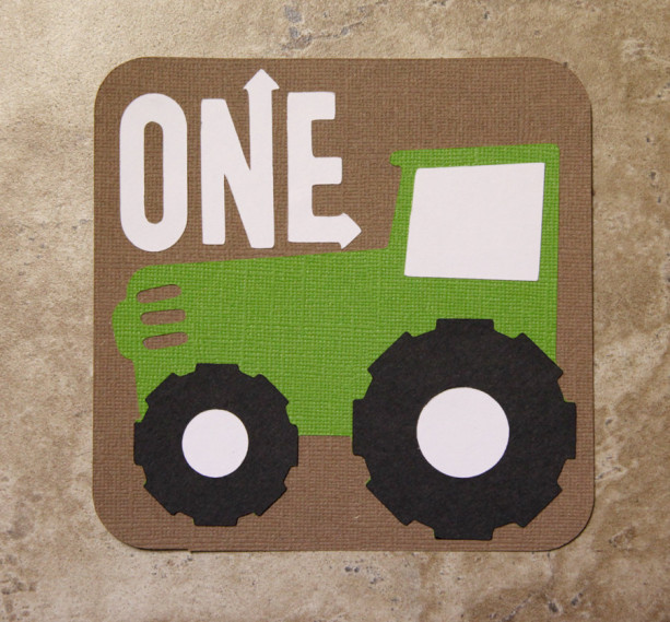 Tractor Invitations- green and brown- (Quantity 15)