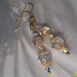 Catherine Crystal Wedding Earrings Dangle Bridal Earrings Gold Plated Filigree Swarovski Czech Crystal Bridesmaid Earrings 24k Gold Crystals