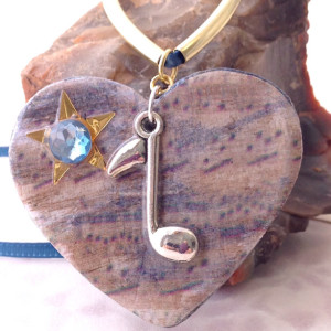 For the Love of the Craft Mixed Media Blue Musical Note Heart Charm Pendant