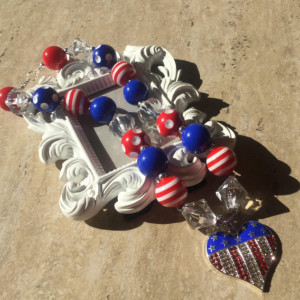 Patriotic Chunky Necklace, 4th of July Bubble Gum Necklace, July 4th Chunky Necklace, Holiday Necklace, Holiday Jewelry, Red, White