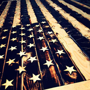 Hand Crafted Wood American Flag 