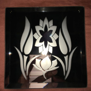 Flowers Logo Mirror Glass Etching