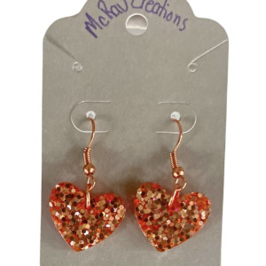 Hand Crafted Sparkly Rose Gold Heart Earrings