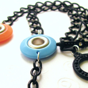 Plastic Necklace Disc Necklace Black Chain Necklace Pastel Necklace Colorful Necklace