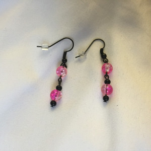 Pink and Black Dangling Earrings
