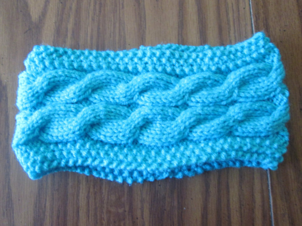 Hand Knit Headband/ Earmuff- Turqua