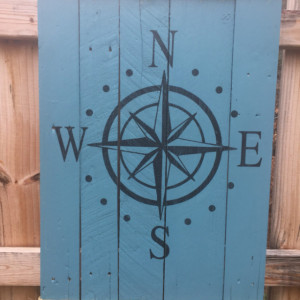 Large wood Compass sign/wall hanging